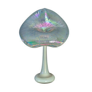 Stuart Abelman Signed 1988 Jack In The Pulpit Opalescent Base Iridescent Vase